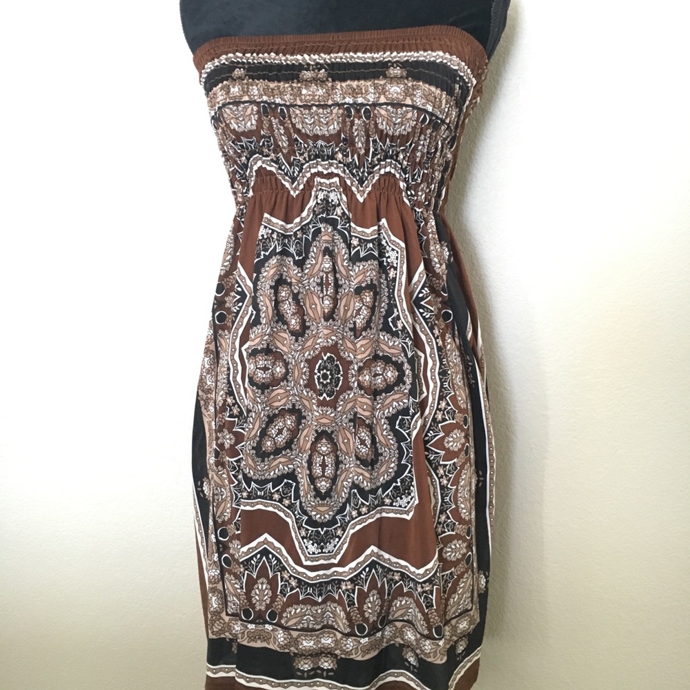 Strapless Print Dress